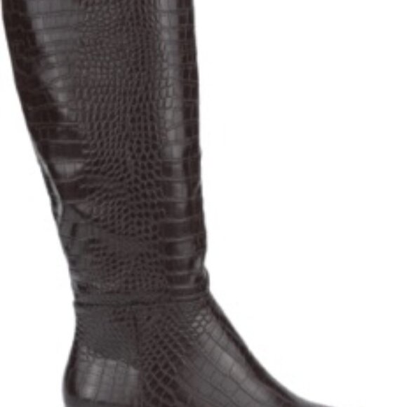 Olivia Miller Shoes - Olivia Miller Faux Crocodile Leather Women's Tall Riding Knee Boots Black Size 6